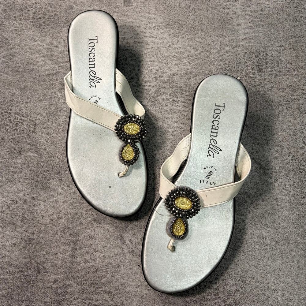 Vintage Toscanella Beaded Thong Platform Sandals